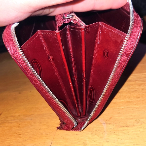 Cartier Happy Birthday Print Red Long Zip Wallet w/ Authentication Card - Picture 16 of 16